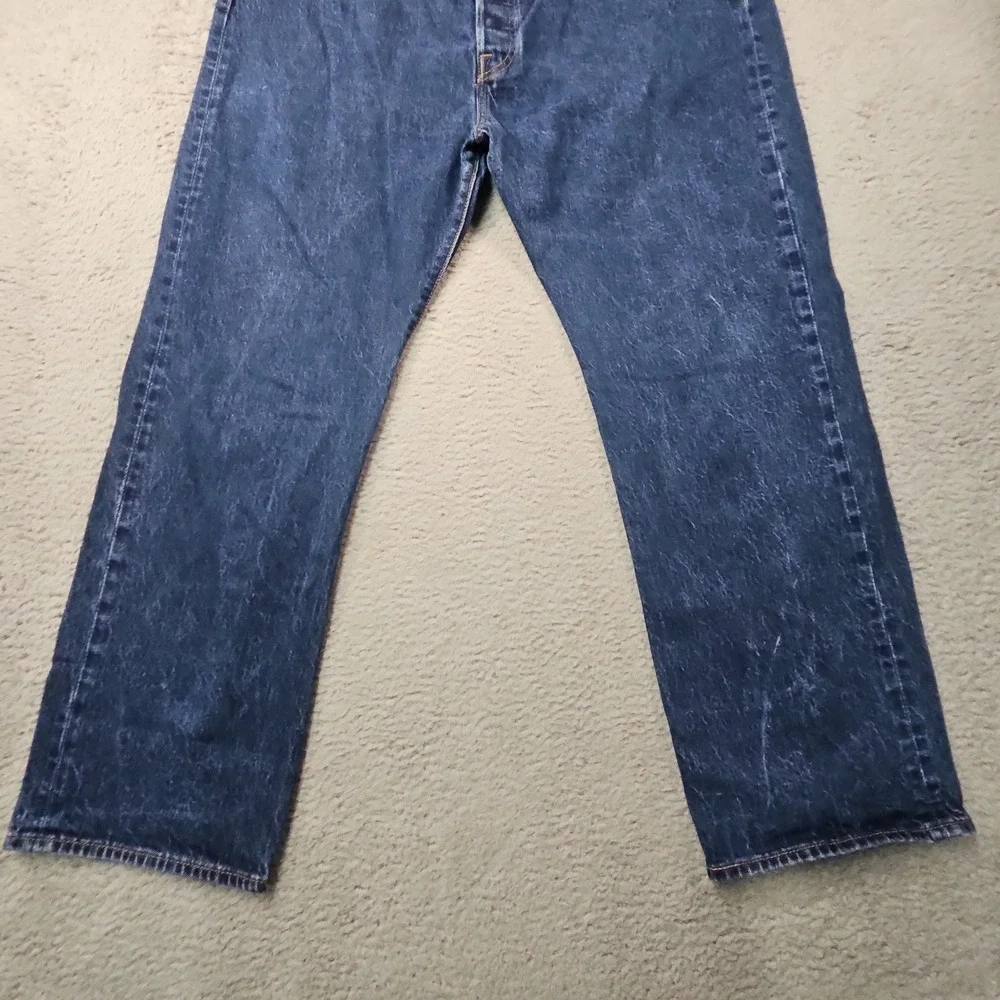 Levis 501 Jeans Mens 44x34 Blue Denim Classic Straight Cowboy Classic Dark Wash
